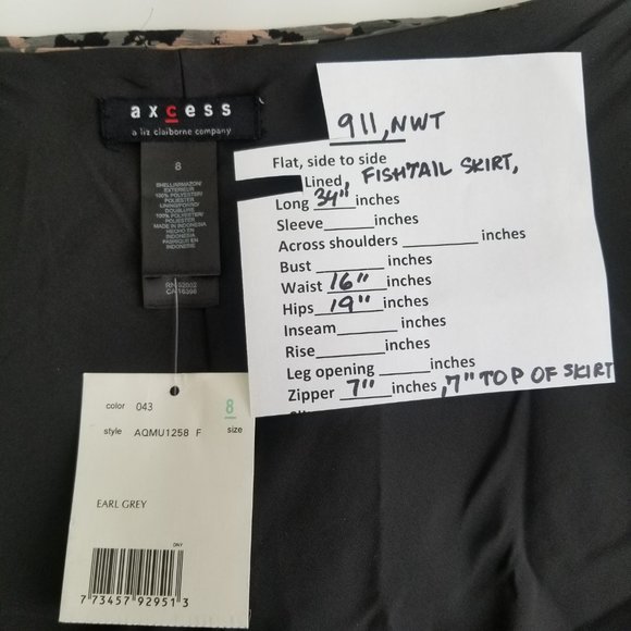 ✅911 NWT Axcess Mermaid Pink Black Pattern Skirt, sz.8, lined. - Picture 4 of 14